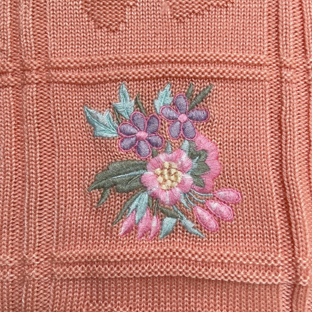 VTG 80s Avon Fashions Kawaii‎ Collar Sweater Pink Floral Embroidered Retro - Picture 4 of 10